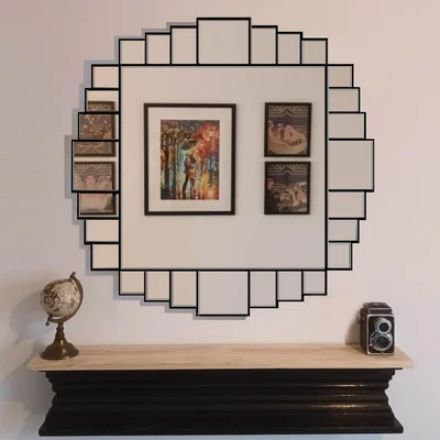 The Range The Sunburst Extra Large Art Deco Wall Mirror - Black / 23kg