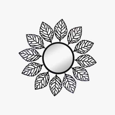 The Range Black Metal Leaf Design Accent Mirror - Black