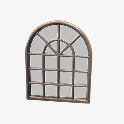 The Range Brown Black Window Style Wall Mirror Arched Decoration Glass - Brown