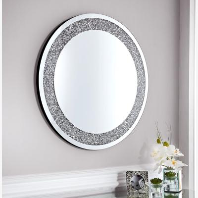 The Range Large Round Crushed Jewel Wall Mirror - Silver