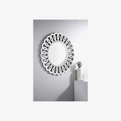 The Range Italian Medium Silver Patterned Round Modern Mirror - Silver