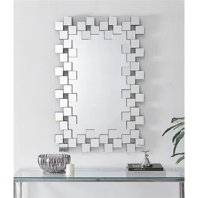 The Range KIARA Rectangular Geometric Mirror - Silver