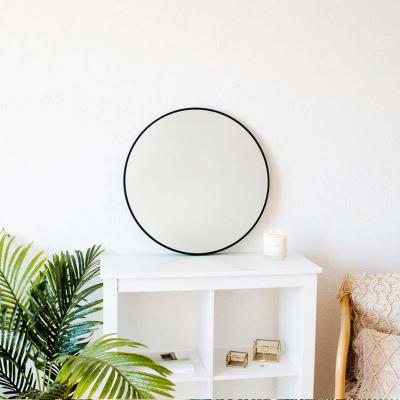 The Range Round Black Stainless Steel Framed Mirror - 600mm - Black