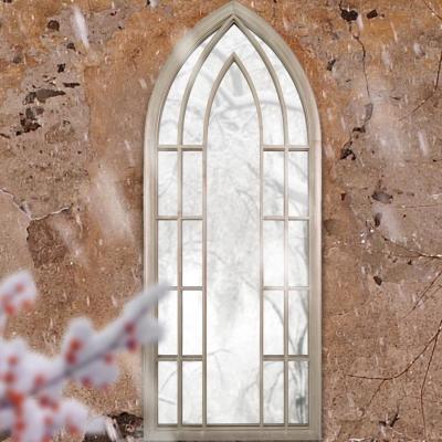 The Range MirrorOutlet Capulet Large Gothic Arch Garden Wall Mirror 149cm x 61cm - Stone
