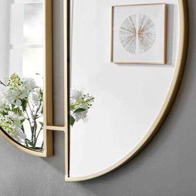 The Range Crescent Gold Round Wall Mirror - 80cm - Yellow