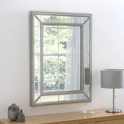The Range Beaded rectangular silver mirror 119x89cm - Silver