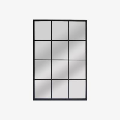 The Range Black Window Style Durable Metal Frame Mounted Wall Mirror - Black
