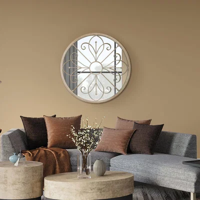 The Range Orchid Metal Circular Decorative Wall Mirror Cream - Cream
