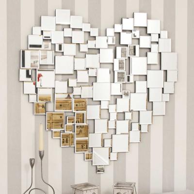The Range MirrorOutlet Large Beautiful Modern Heart Shape Venetian Wall Mirror - Silver