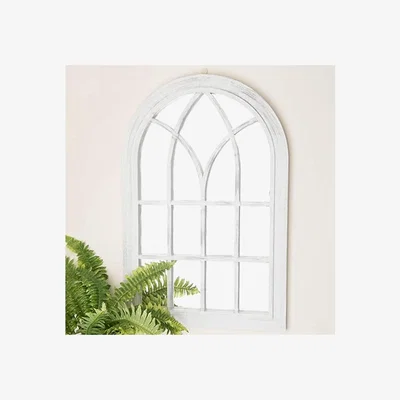 The Range Large White Rustic Window Soho Style Wall Mirror - White Rustic