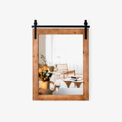 The Range Costway Farmhouse Wall Mirror Rustic Wall Mounted Mirror  - Brown