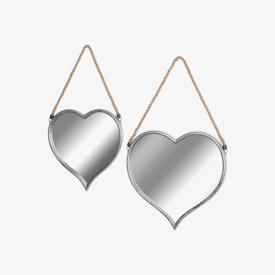 The Range Set of Two Heart Mirrors With Rope Detail Romantic Decor - Bronze