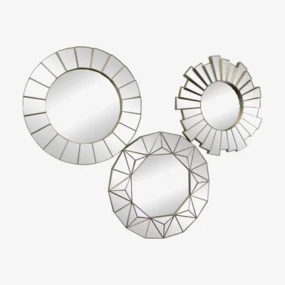 The Range Set of 3 Geometric Style Mirrors - Silver