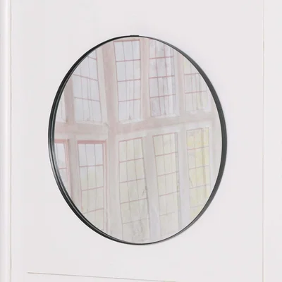 The Range Black Round Wall Mirror Medium Sized - Black