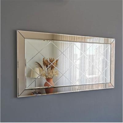 The Range Bronze Glass Framed Diamond Pattern Mirror - Bronze Mirror / 130cm