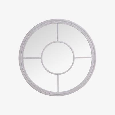 The Range Round Window Mirror - Distressed Grey
