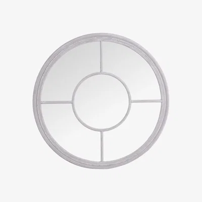 The Range Round Window Mirror - Distressed Grey