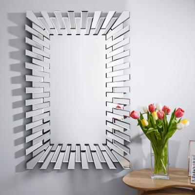 The Range Starburst Silver Rectangular Modern Wall Mirror - Silver