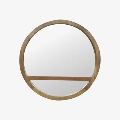 The Range Sliding Brass Inlay Round Wall Mirror Cabinet - Orange