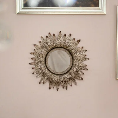 The Range 40cm Feathered Frame Wall Mirror - Brown