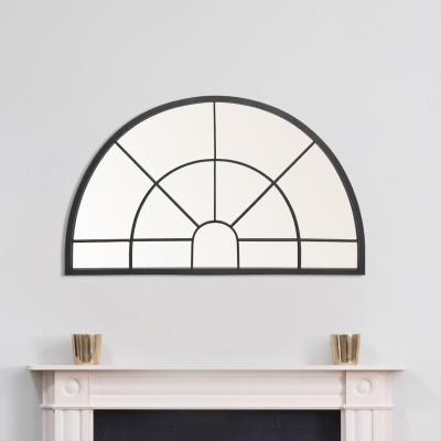 The Range Window Style Semicircular Glass Wall Mirror With Metal Frame Living Room - Black
