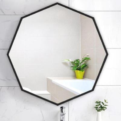 The Range Bathroom Octagonal Glass Wall Mirror Self-adhesive With Metal Frame - Black