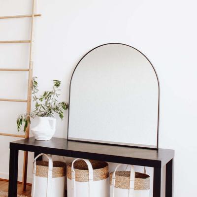 The Range Arch Shape Black Stainless Steel Framed Mirror - 800 x 760mm - Black