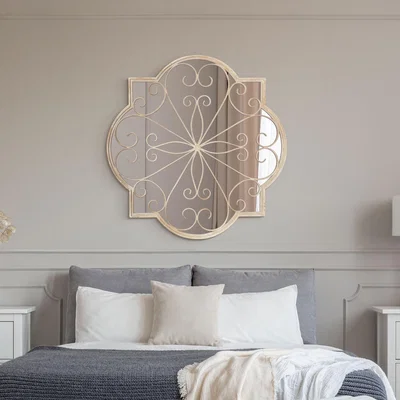 The Range Rose Petal shaped Metal Window Cream Wall Mirror - Cream