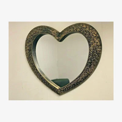 The Range Gold Heart Shape Designer Wall Mirror Antique Style - Gold