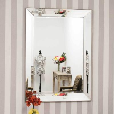 The Range Frameless Large Venetian Modena Modern Wall Mirror 109 x 78cm - Silver