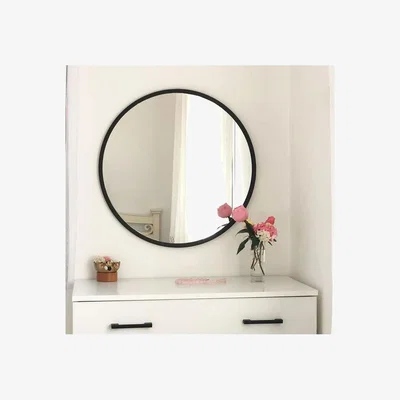 The Range Black Metal Framed Round Mirror - Black & Mirror
