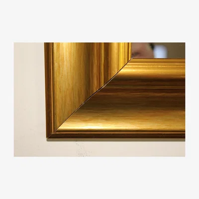 The Range Wood Framed Wall Mounted Accent Mirror with Gold Finish - Yellow / 114cm