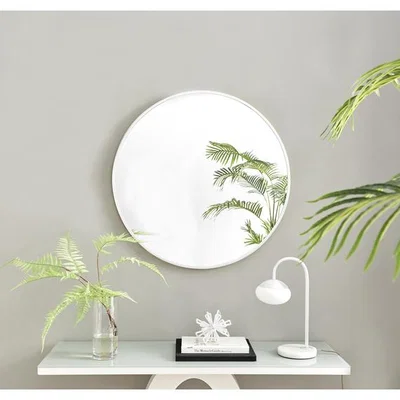 The Range Emma Round White Frame Wall Mirror - White / 80cm