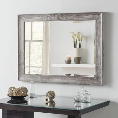 The Range Rustic Grey Wash Rectangular Mirror - Light Grey / 61cm
