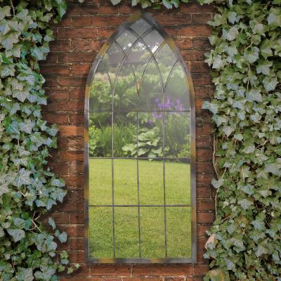The Range MirrorOutlet Capulet Rustic Arch Garden Wall Mirror 115cm x 50cm - Antique Silver