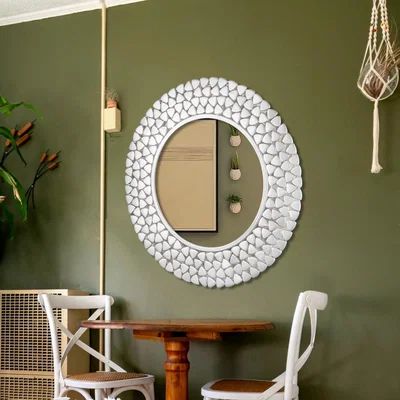 The Range Topaz Nickel Cut  Wall Mirror For Hallway, Metal Frame, Silver, 79cm Round. - Silver