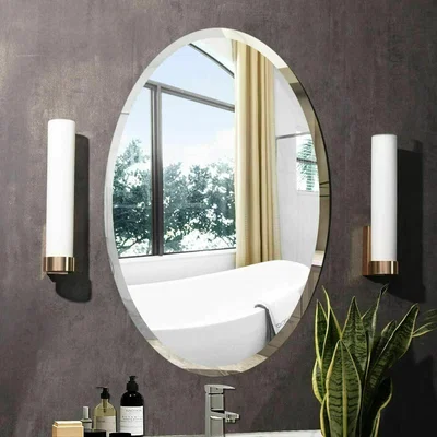 The Range 50x70cm Frameless Oval Wall Mounted Mirror - Silver