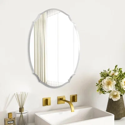 The Range Frameless Bevelled Edge Self-adhesive Hanging Vanity Wall Mirror - Transparent / 2.9kg