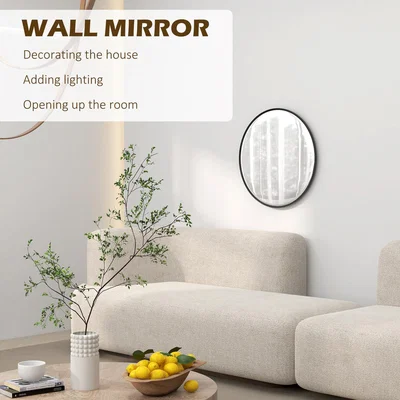 The Range Round Bathroom Mirror, Circle Black Wall Mirror for Home Decor, 61cm - Black