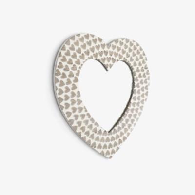 The Range Wooden Heart Shaped Mirror - White & Natural Wood
