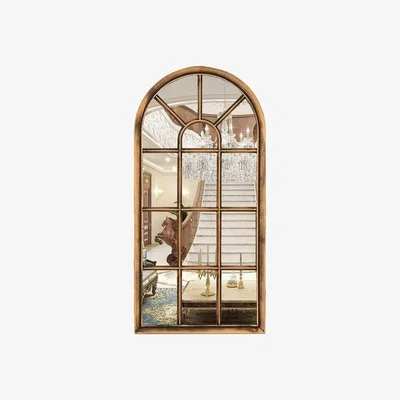 The Range 35X71Cm Brushed CopperBronze Arched Window Style Wall Mirror - Copper