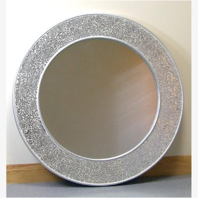 The Range Large Round Design Wall Mirror Silver Mosaic Frame - Silver