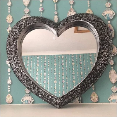 The Range Silver Heart Shape Designer Wall Mirror Antique Style - Silver