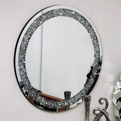 The Range 80CM Round Large Jewel Wall Mirror Loose Diamante - Silver