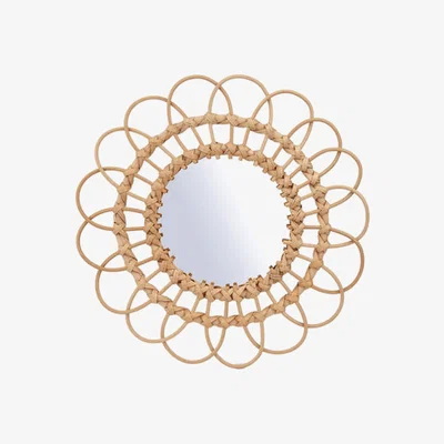 The Range Round Willow Rattan Wall Mirror - natural