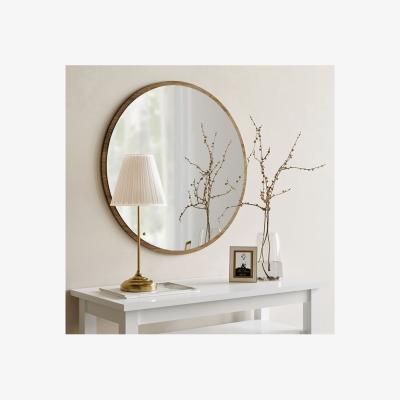 The Range Decorative Round Mirror Walnut A707 - Walnut & Mirror