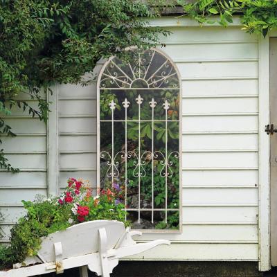 The Range MirrorOutlet Gothic Arch Stone Coloured Large Garden Wall Mirror 140 x 65cm - Stone