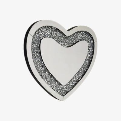 The Range Heart Shape Crushed Diamond Crystal Wall Mirror - Silver