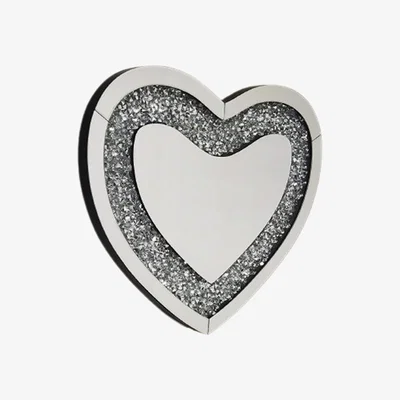 The Range Heart Shape Crushed Diamond Crystal Wall Mirror - Silver