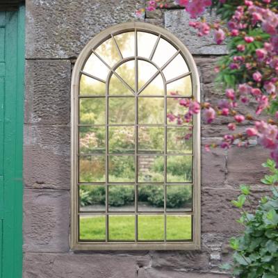 The Range MirrorOutlet Capulet Large Arched Garden Wall Mirror 129cm x 76cm - Stone colour